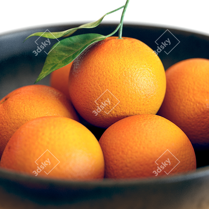 Citrus Groove Bowl Set: Oranges & Mandarins 3D model image 6