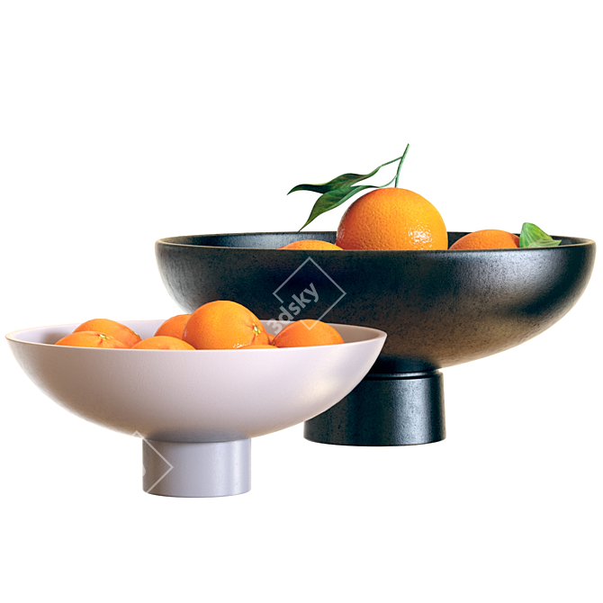 Citrus Groove Bowl Set: Oranges & Mandarins 3D model image 7