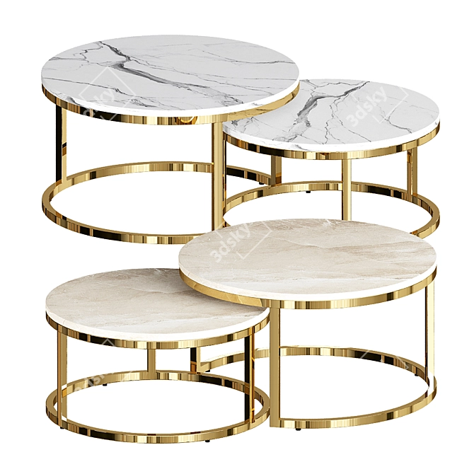 Marble Tea Table: Rose Gold Elegance 3D model image 2