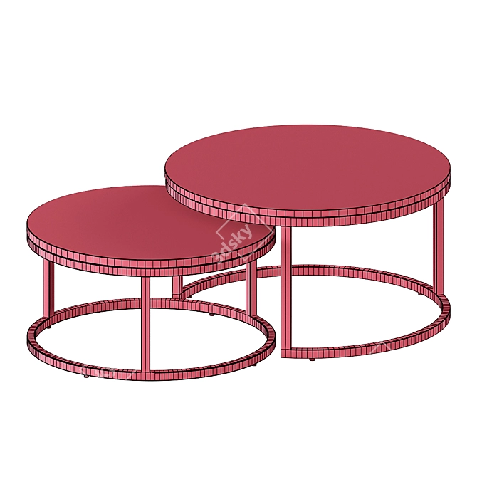 Marble Tea Table: Rose Gold Elegance 3D model image 3