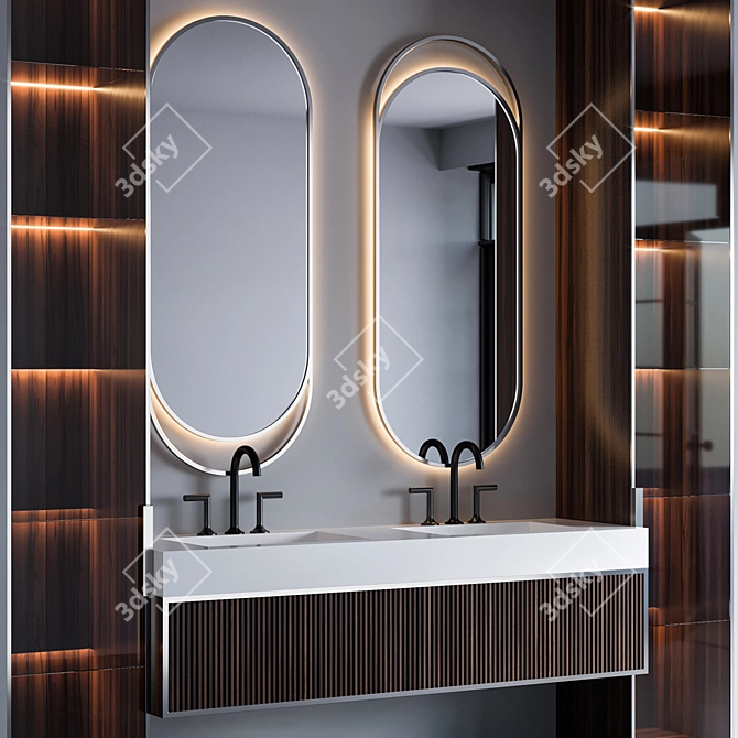 Luxury Bathroom Furniture Set with Brizo Odin Faucet 3D model image 2