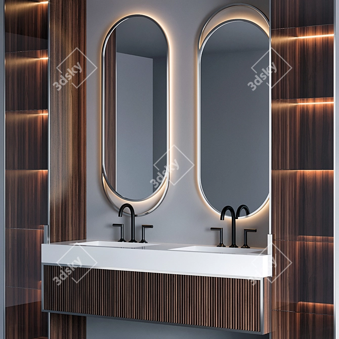 Luxury Bathroom Furniture Set with Brizo Odin Faucet 3D model image 3