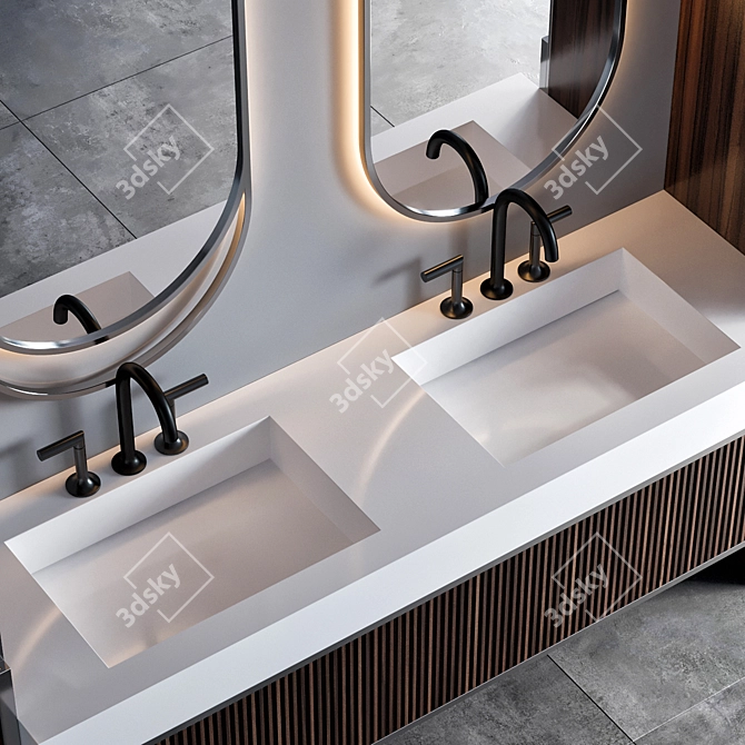 Luxury Bathroom Furniture Set with Brizo Odin Faucet 3D model image 4