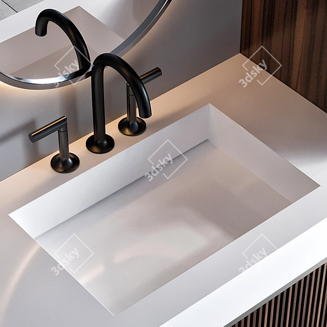 Luxury Bathroom Furniture Set with Brizo Odin Faucet 3D model image 5