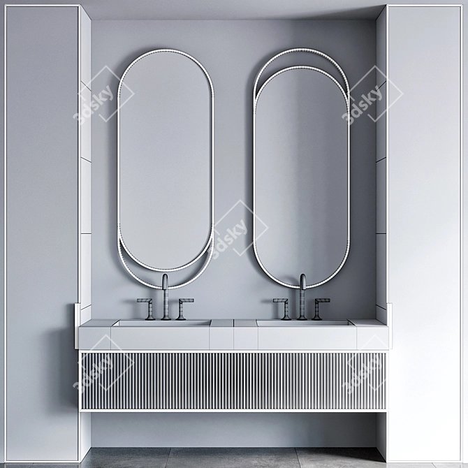 Luxury Bathroom Furniture Set with Brizo Odin Faucet 3D model image 6