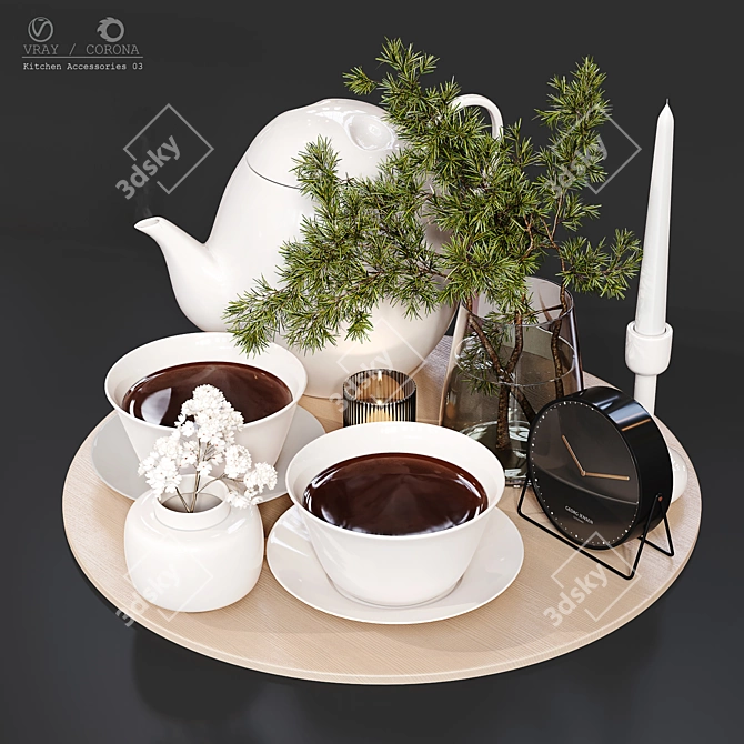 High-Quality Kitchen Accessories Set 3D model image 1