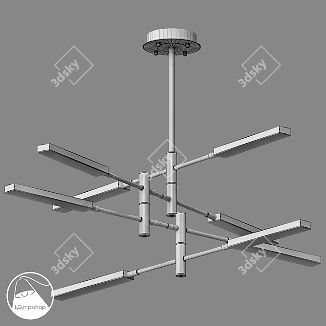 Elegant Poless Chandelier: 4/6/8 Light Sizes 3D model image 2