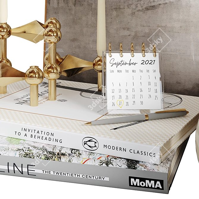 Stylish Decor Set: Vase, Candle Holders, Light Holder 3D model image 2