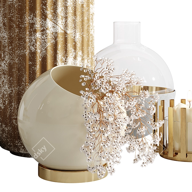 Stylish Decor Set: Vase, Candle Holders, Light Holder 3D model image 3