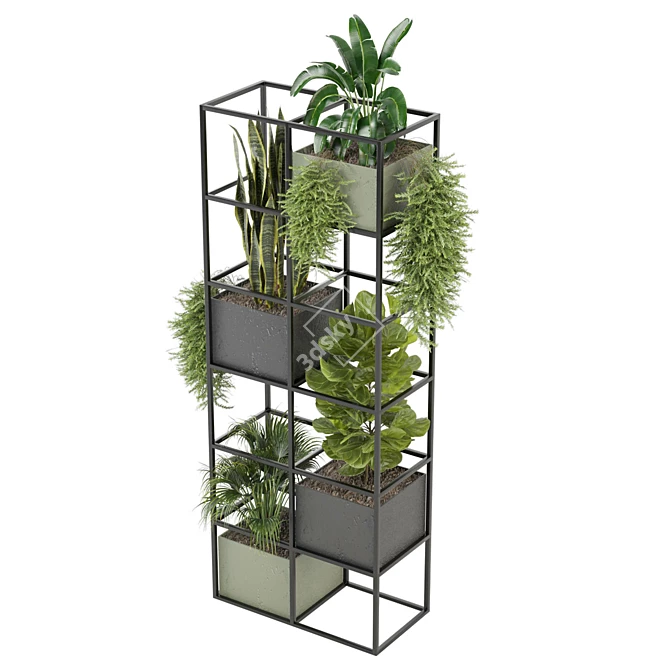 Rusty Concrete Pot Indoor Plants 3D model image 5