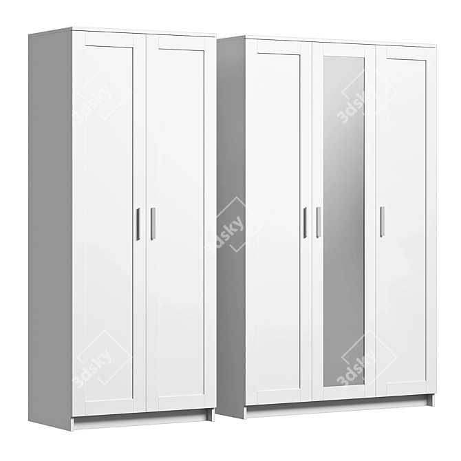 Minimalist White Wardrobes by IKEA 3D model image 1