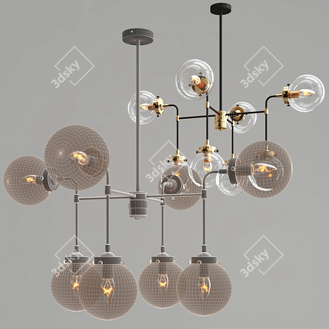 Elegant Glass Chandelier 3D model image 4