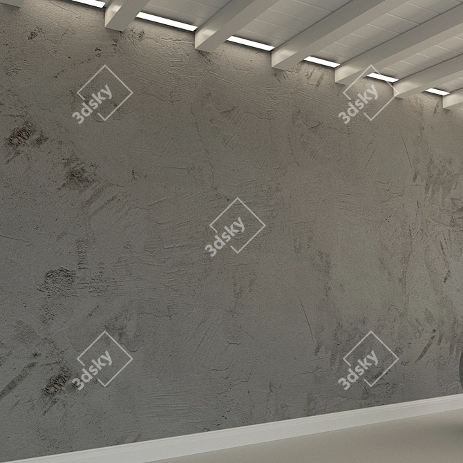 Vintage Concrete Plaster Wall 3D model image 2