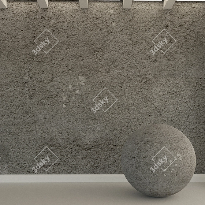 Vintage Textured Concrete Wall 3D model image 1