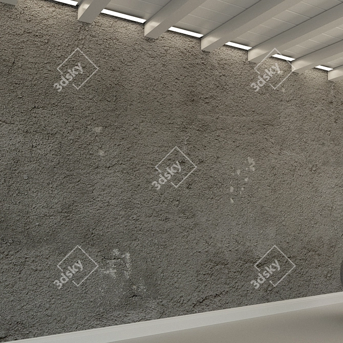 Vintage Textured Concrete Wall 3D model image 2