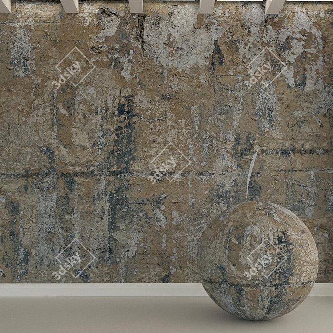 Decorative Old Plaster Wall 3D model image 1