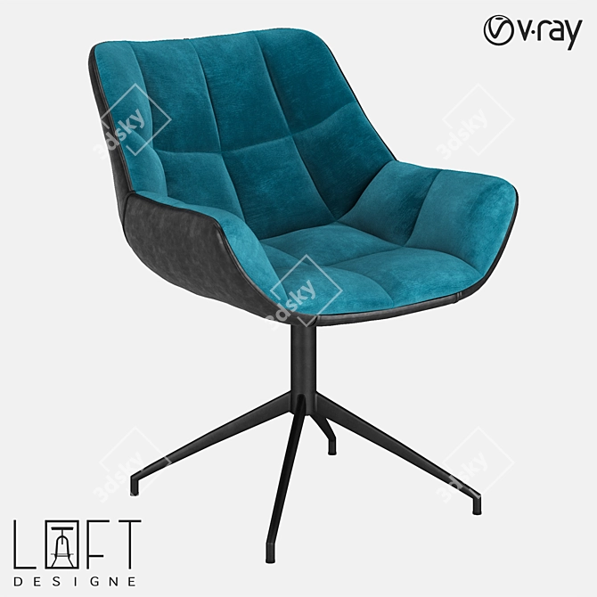 Modern Metal Chair with Eco Leather and Fabric Upholstery 3D model image 1