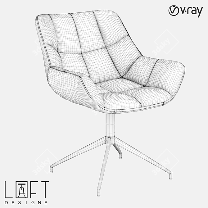 Sleek Metal and Eco-Leather Chair 3D model image 2