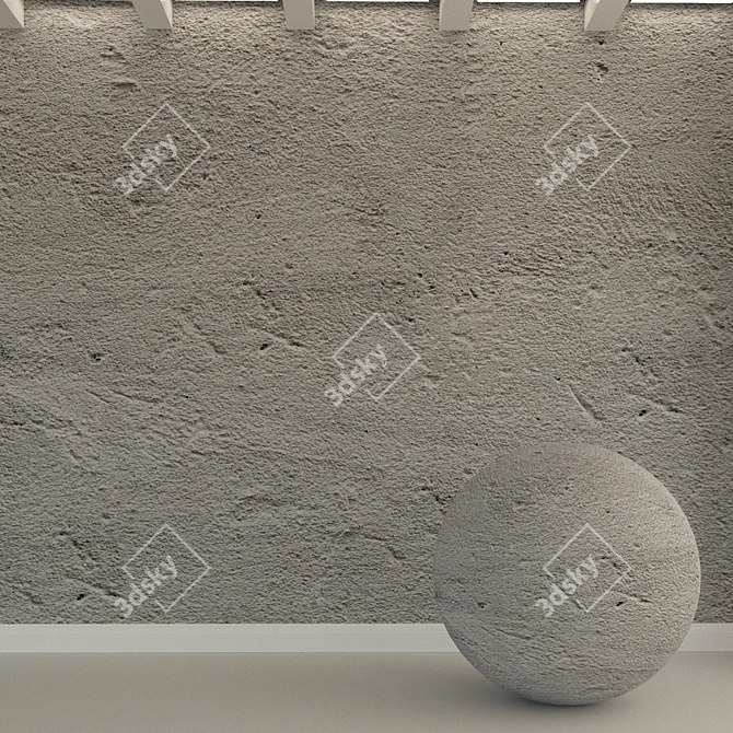 Vintage Concrete Wall: Old Plaster Texture 3D model image 1