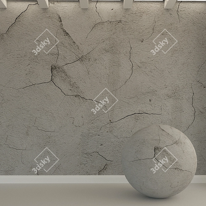 Title: Vintage Textured Concrete Wall 3D model image 1