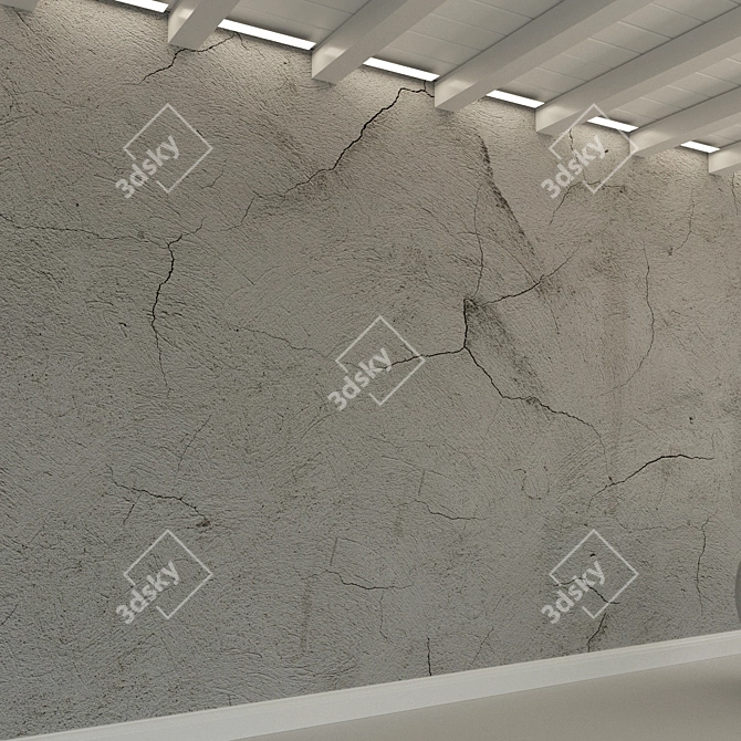 Title: Vintage Textured Concrete Wall 3D model image 3