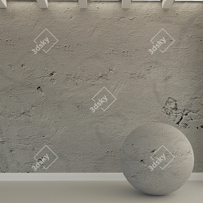 Rustic Concrete Wall: Old Plaster 3D model image 1