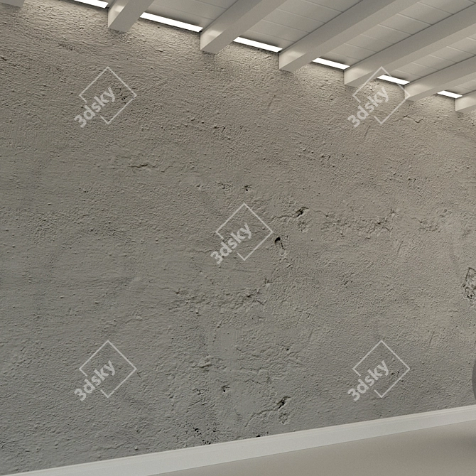 Rustic Concrete Wall: Old Plaster 3D model image 3