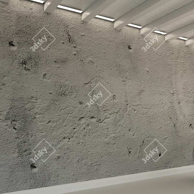 Decorative Old Plaster Concrete Wall 3D model image 3