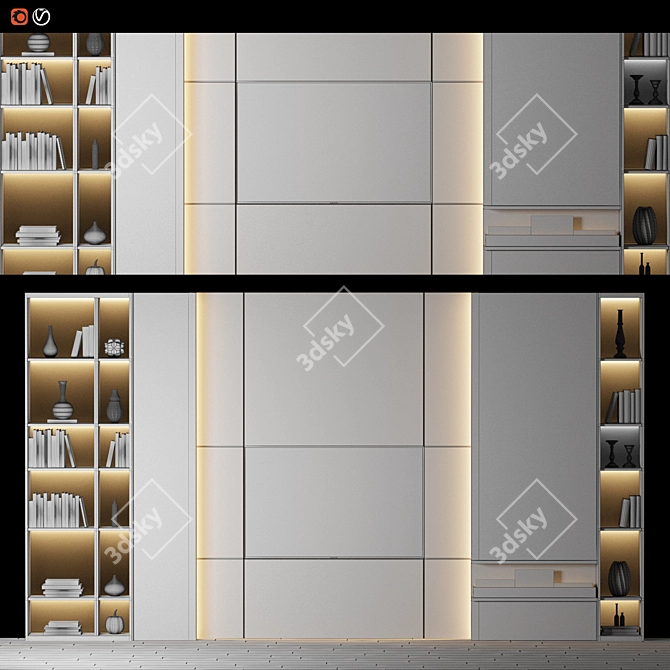 Minimalist TV Wall Unit: Modern Design 3D model image 2