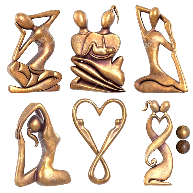 Eternal Kiss Sculpture Set 3D model image 4