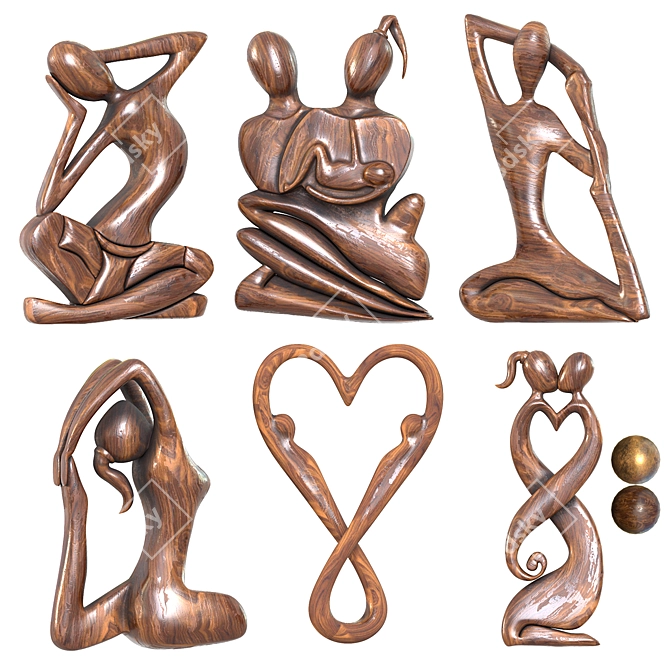 Eternal Kiss Sculpture Set 3D model image 5