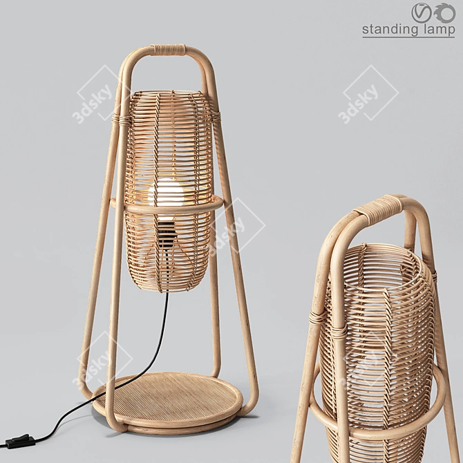 Nacelle Rattan Table Lamp 3D model image 1