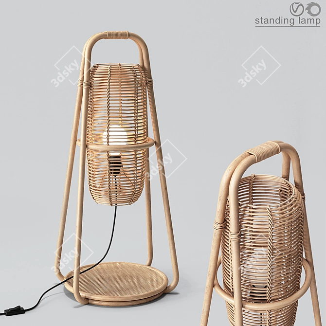 Nacelle Rattan Table Lamp 3D model image 5