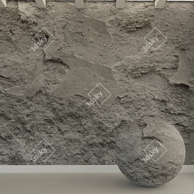 Vintage Concrete Wall Texture 3D model image 1