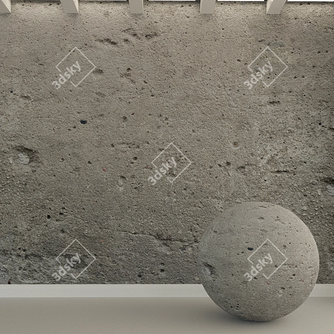 Weathered Concrete Wall: Authentic Texture 3D model image 1