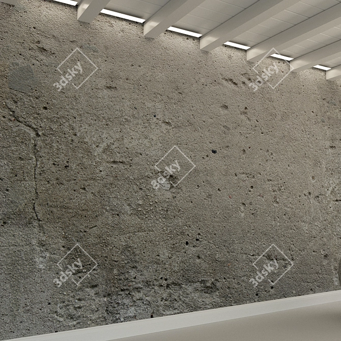 Weathered Concrete Wall: Authentic Texture 3D model image 3