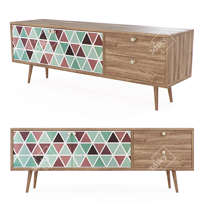 Scandinavian Chest of Drawers "Berber" | 2 Drawers, 2 Doors (579145) 3D model image 1