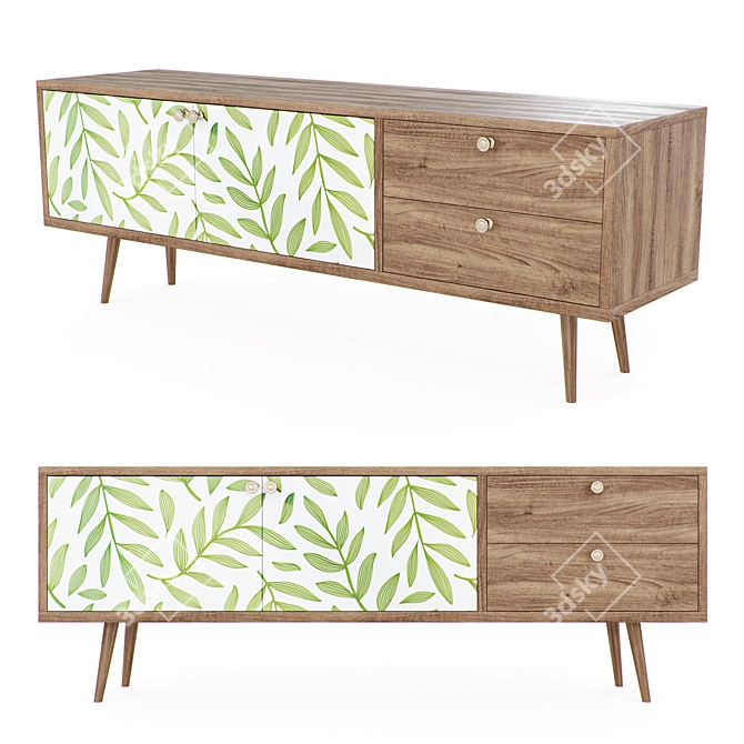 Scandinavian Chest of Drawers "Berber" | 2 Drawers, 2 Doors (579145) 3D model image 4