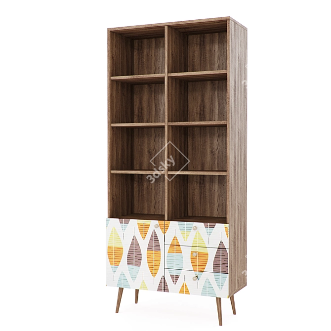 Berber Scandinavian Chest of Drawers with Rack (619250) 3D model image 6