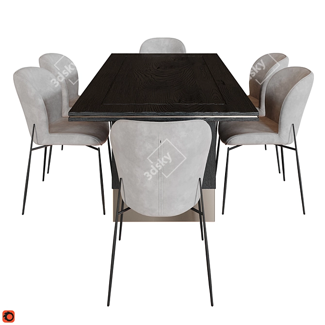 Darby Khaki Velvet Dining Chair 3D model image 2