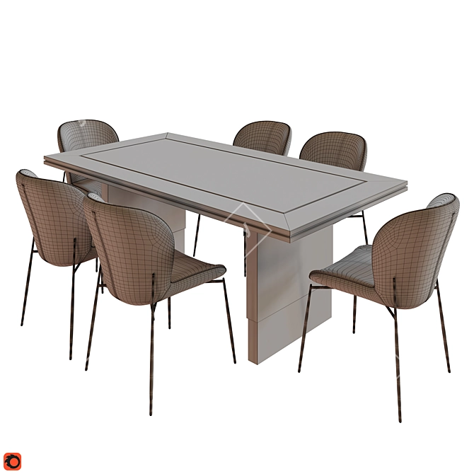 Darby Khaki Velvet Dining Chair 3D model image 5