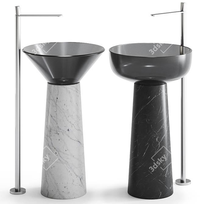 Sleek Marquinia Freestanding Washbasin 3D model image 1