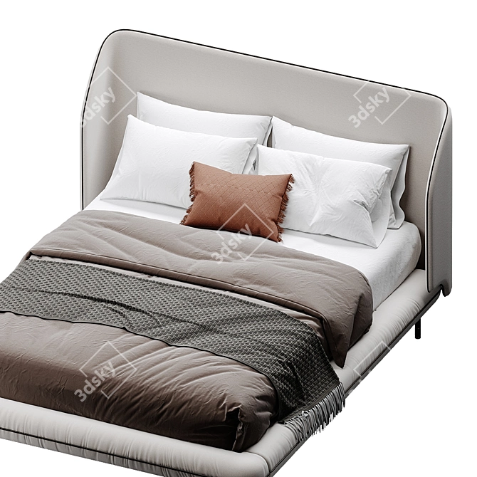 Antoni Queen Bed: Sleek Modern Design & Superior Comfort 3D model image 2