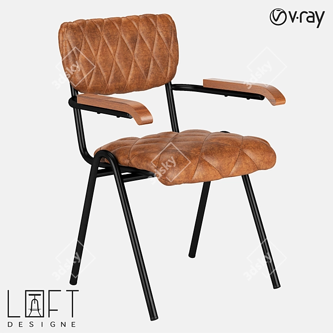 Eco-Leather Ash Wood Chair 3D model image 1