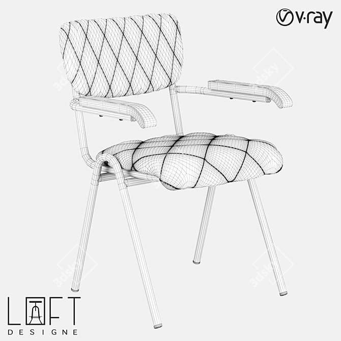 Eco-Leather Ash Wood Chair 3D model image 2