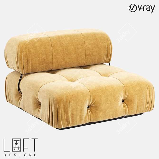 Stylish Metal and Fabric Sofa 3D model image 1