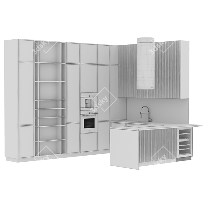 Modern Kitchen Design: Easy Resize, Versatile in Any Project 3D model image 6