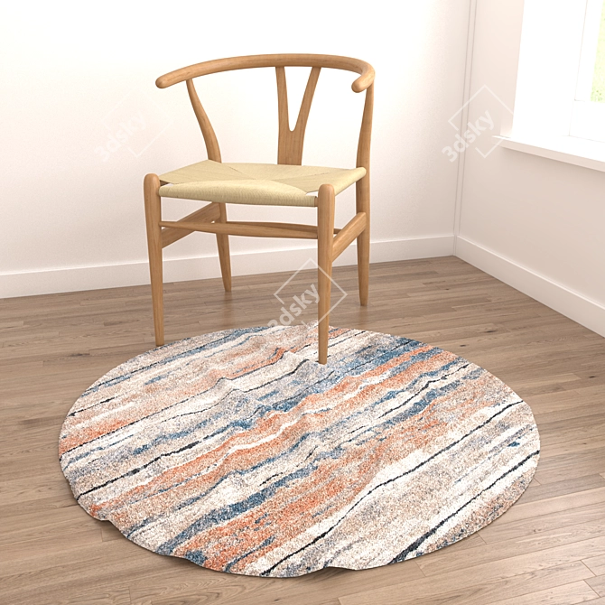 Versatile Round Rug Set with VRayFur & Displacement 3D model image 2