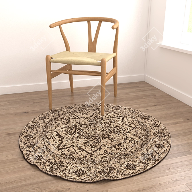 Round Rug Set: VRayFur, V-Ray & Corona Materials 3D model image 2