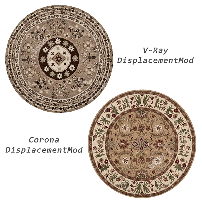 Round Rug Set: VRayFur, V-Ray & Corona Materials 3D model image 3